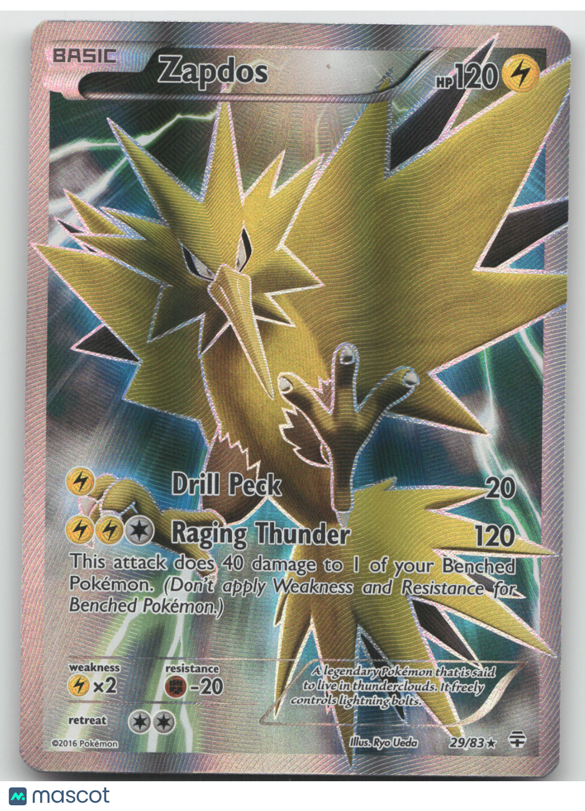 2016 Generations Zapdos Holo Rare #29/83