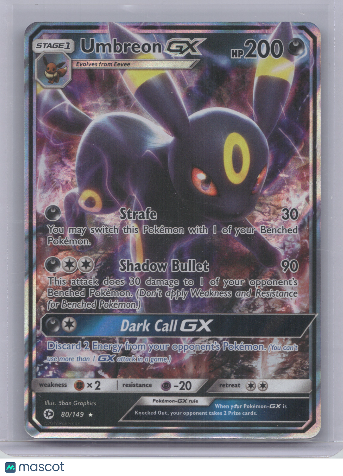 2017 Sun & Moon Umbreon GX Holo Rare #80/149