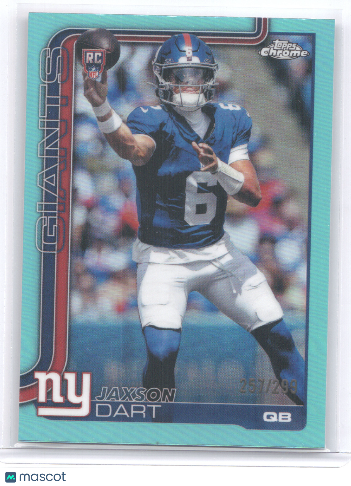 2025 Topps Chrome Jaxson Dart #306 Aqua Refractor RC 257/299