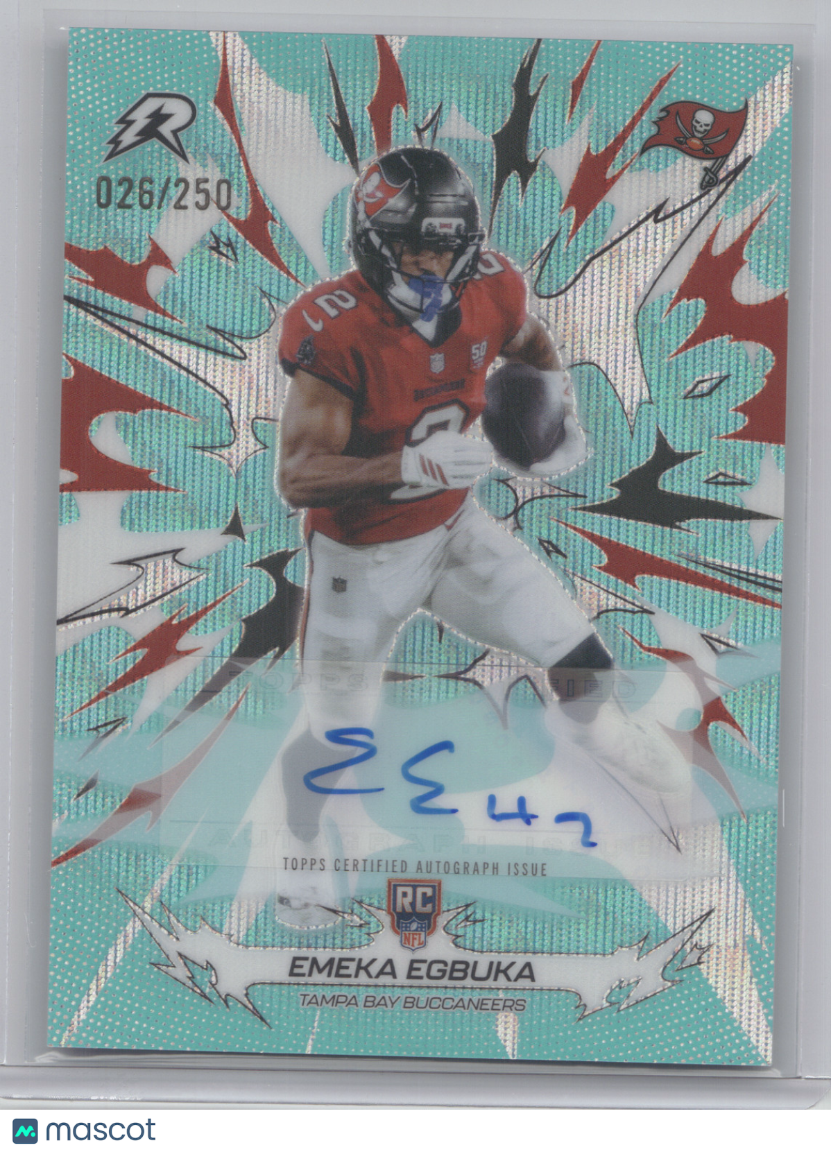 2025 Topps Resurgence Emeka Egbuka #191 Aqua Surge Signature RC 026/250