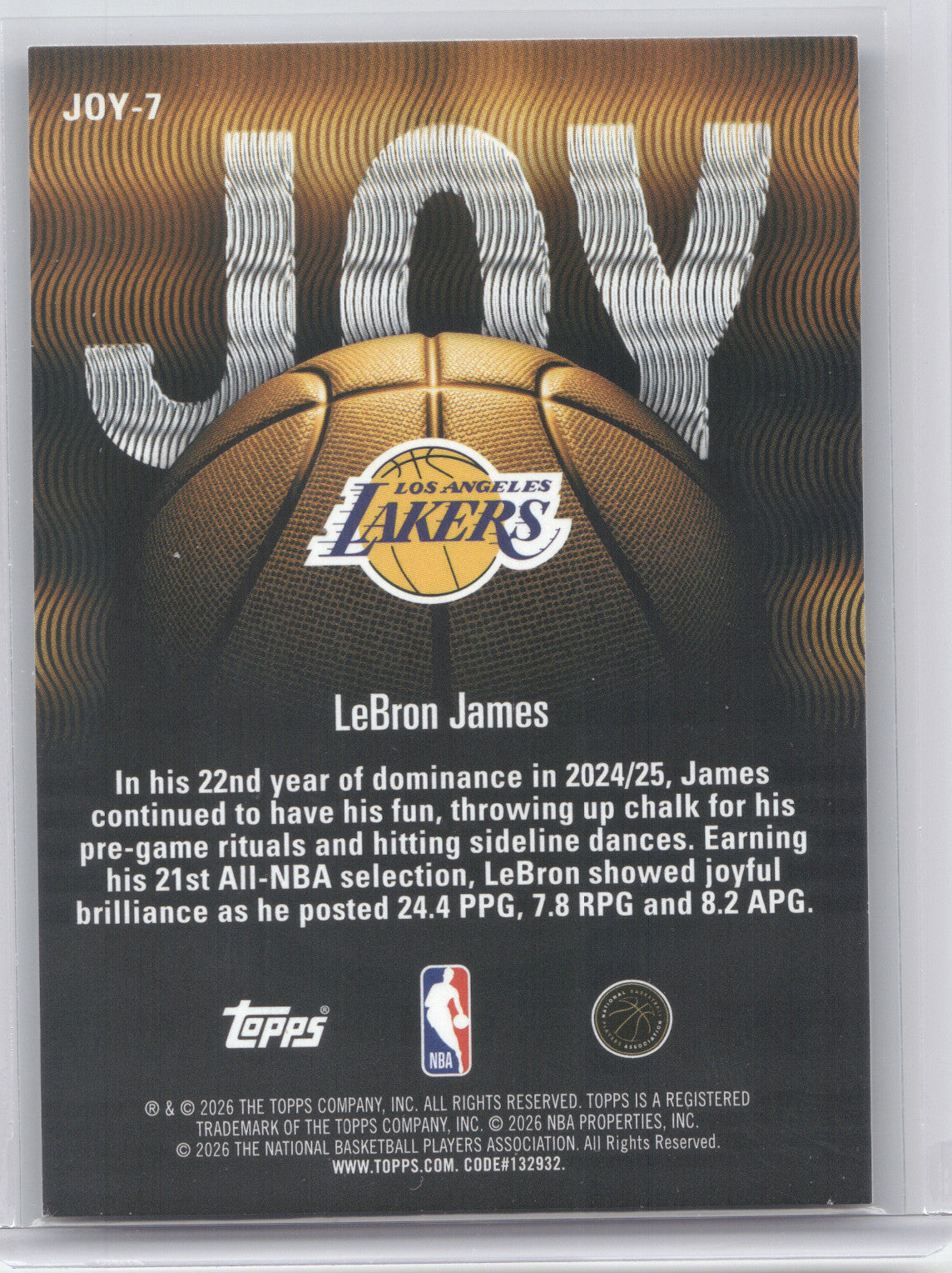 2026 Topps NBA Hoops Joy LeBron James #JOY-7