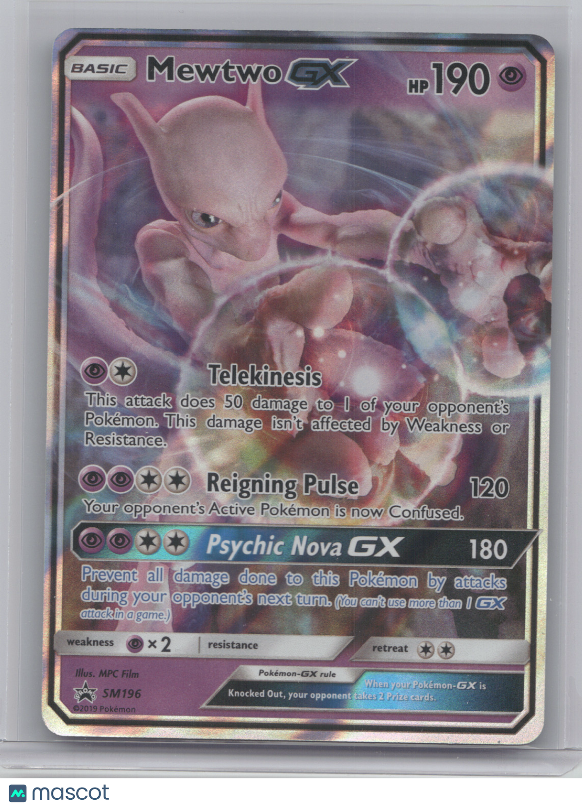 2019 Sun & Moon Promos Mewtwo GX Black Star Promo #SM196