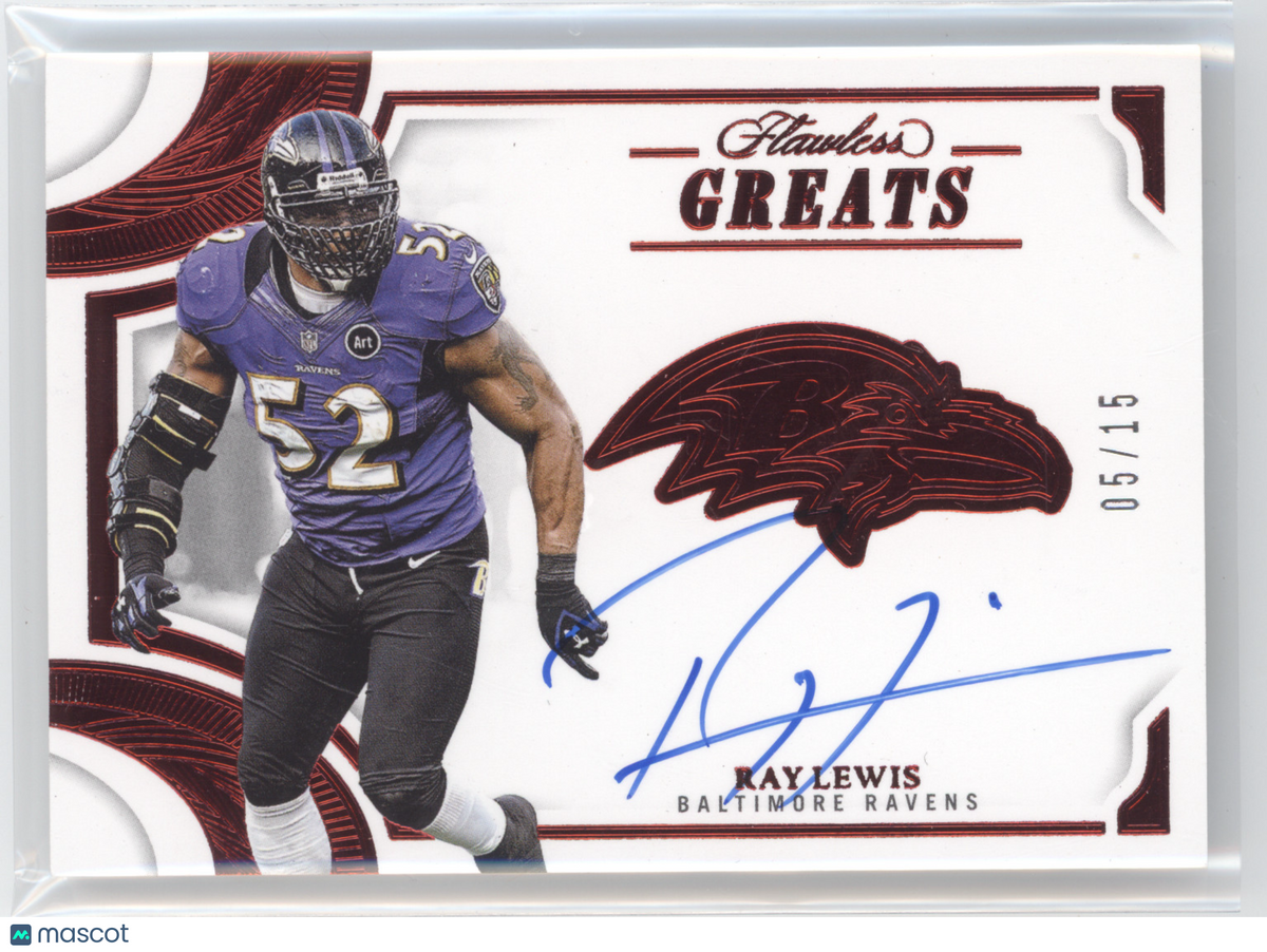 2025 Panini Flawless Greats Autograph Ray Lewis #G-RAY Ruby 05/15