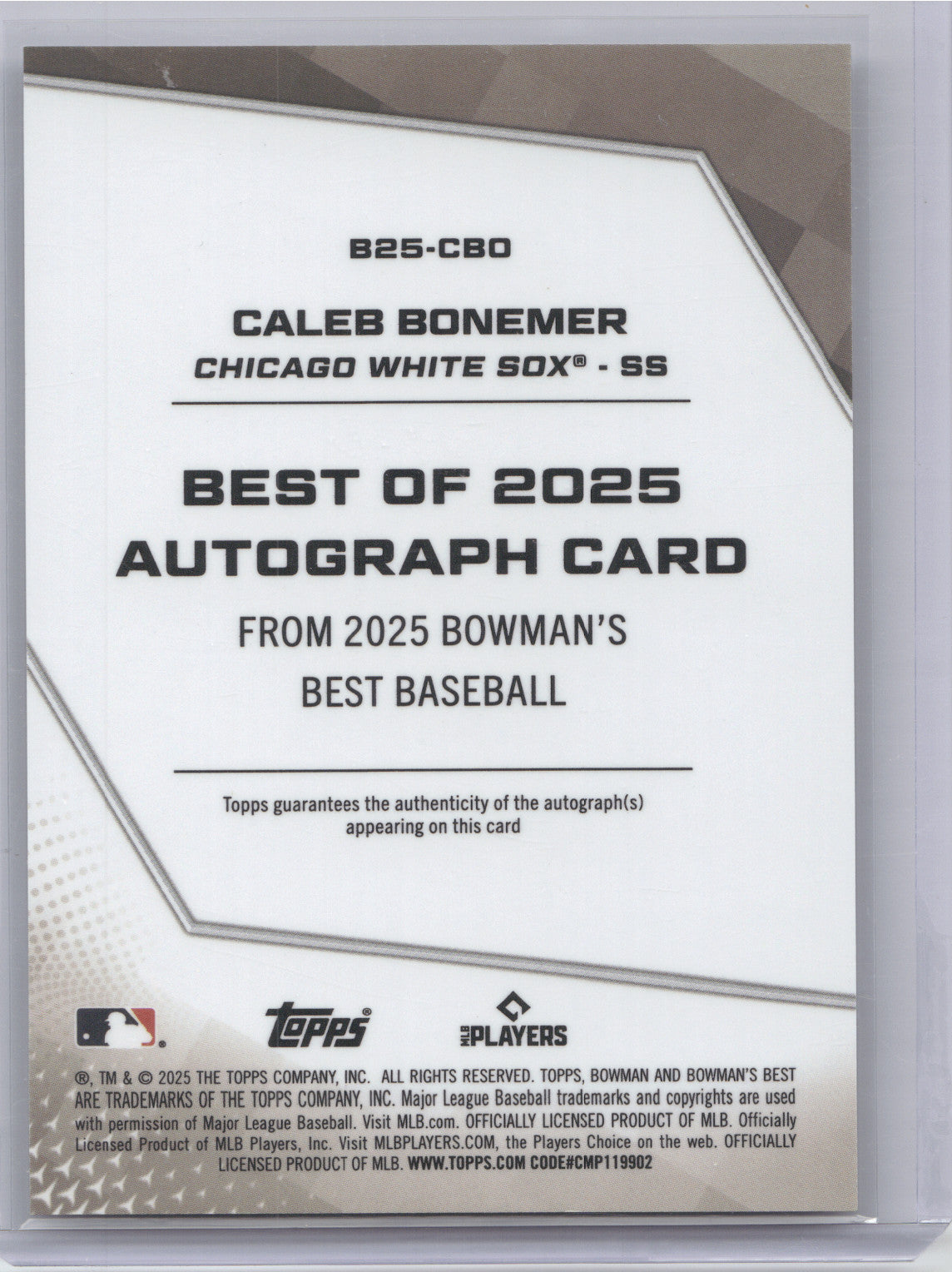 2025 Bowman's Best Baseball Autograph Caleb Bonemer #B25-CBO