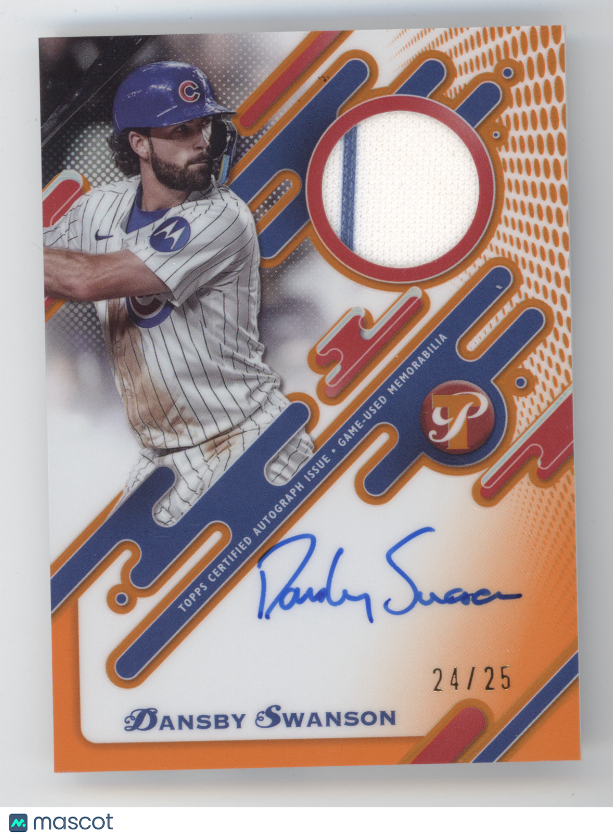2025 Topps Pristine Dansby Swanson #DS Orange 24/25 Pristine Pieces Auto Relic