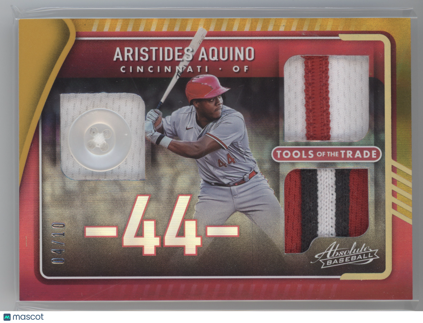 2022 Absolute Tools of the Trade Aristides Aquino #AQ 04/10 Triple Relic Button