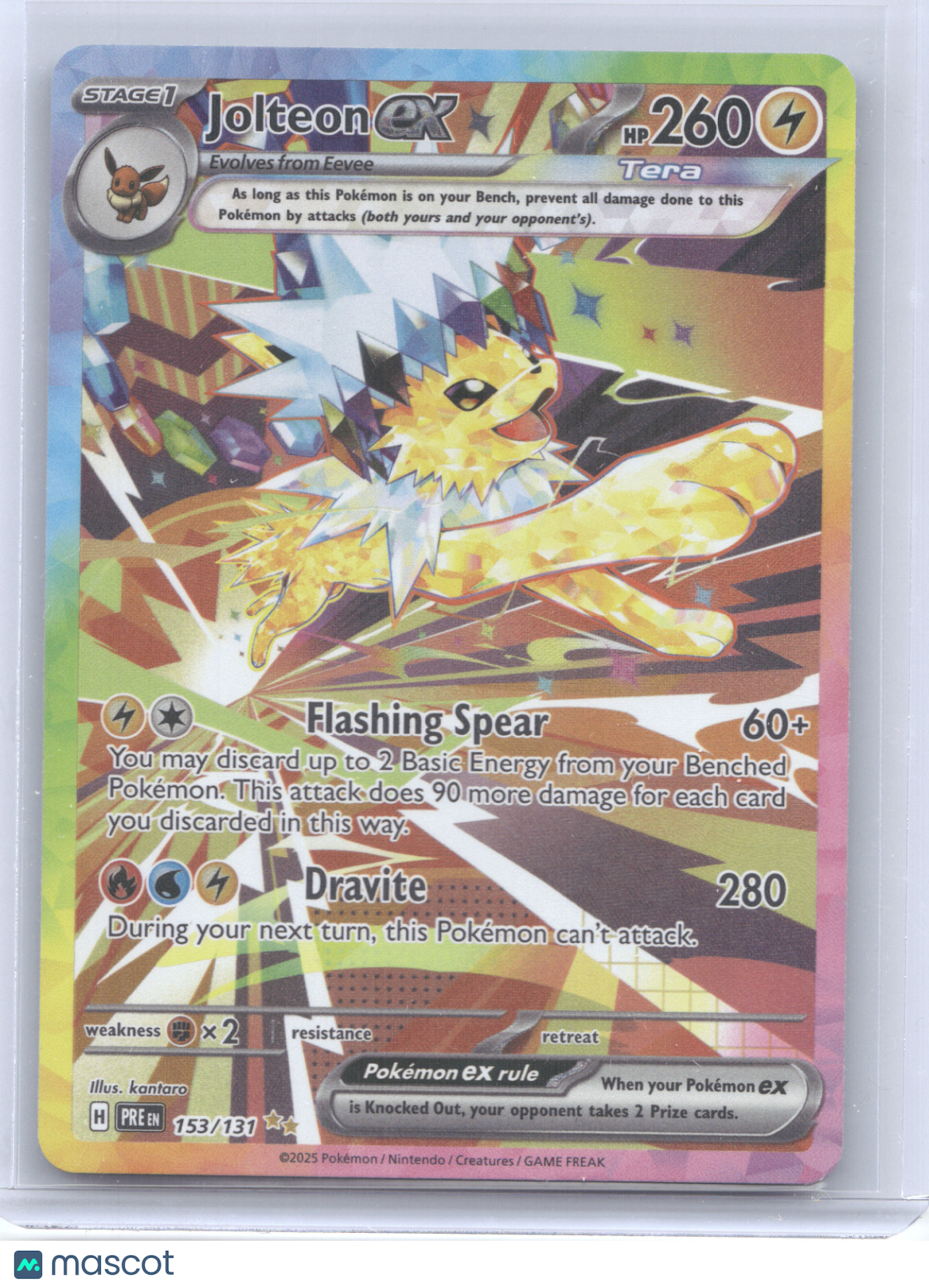 2025 Prismatic Evolutions Jolteon ex Secret Rare #153/131