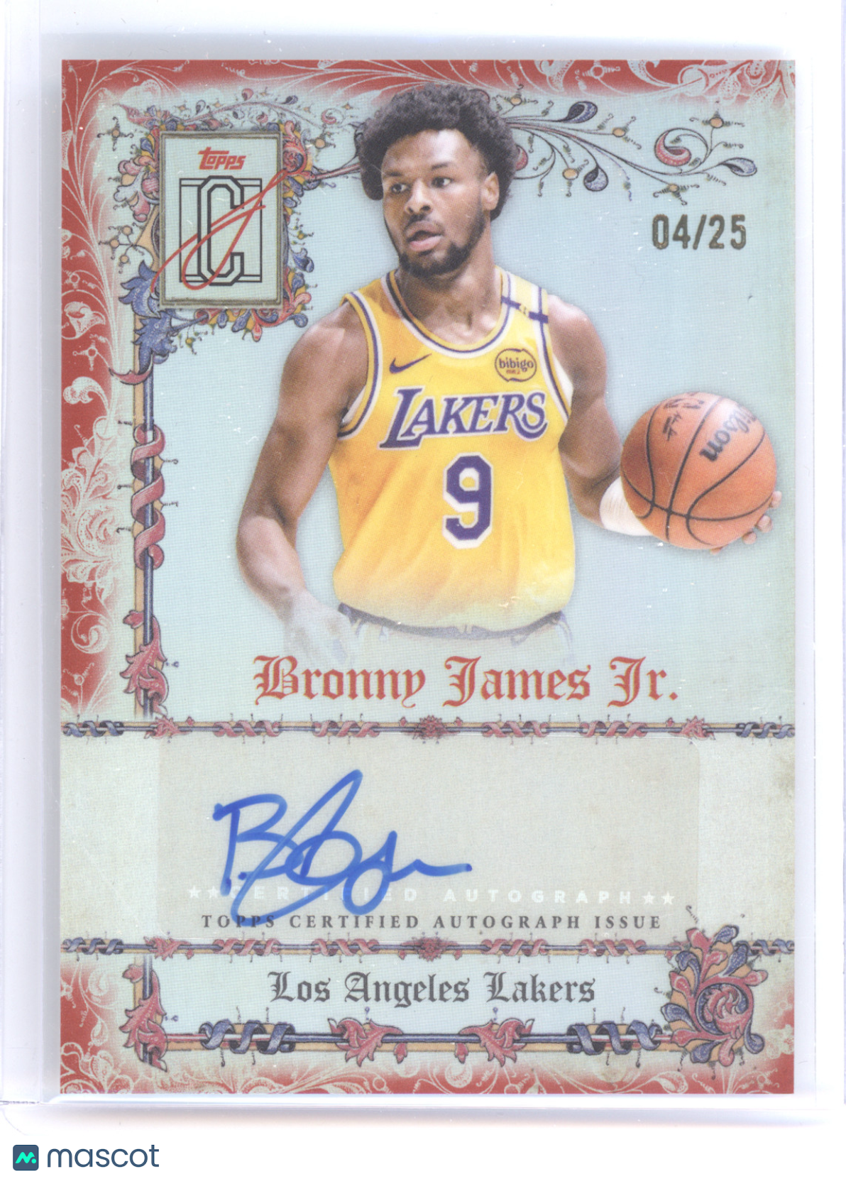 2025 Topps Signature Class Manuscripts Bronny James Jr. #MS-BJ Red 04/25
