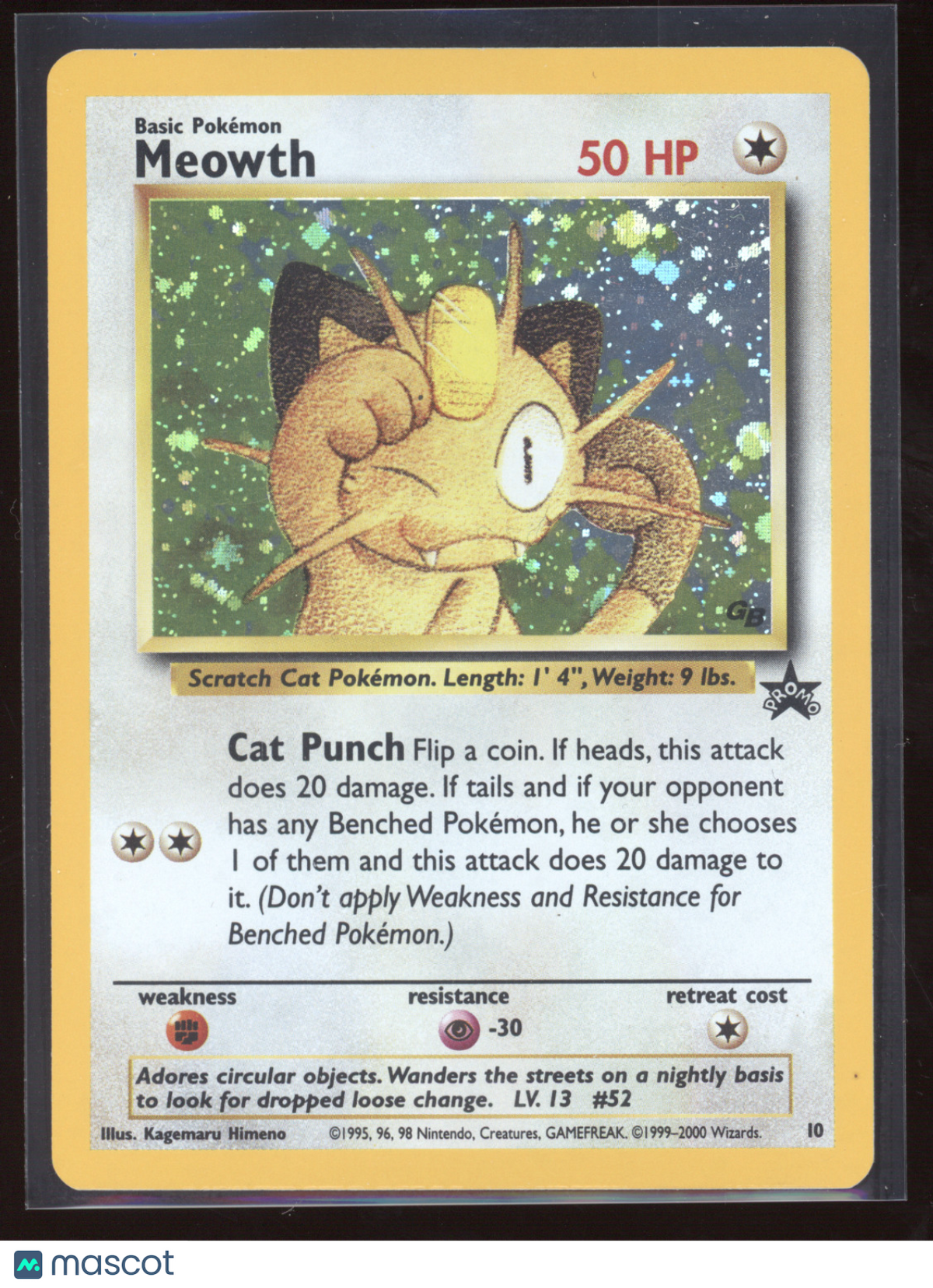 2000 Wizards of the Coast Meowth Black Star Promo #10