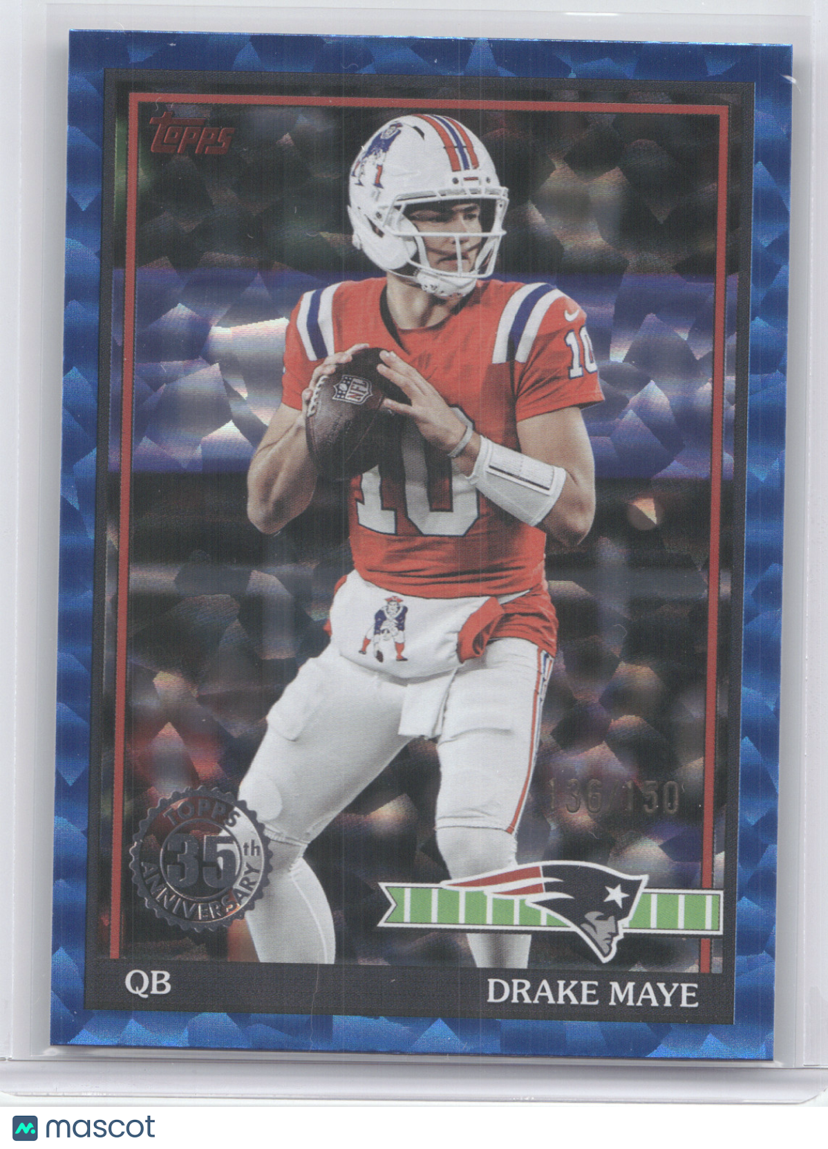 2026 Topps 1991 Retro Drake Maye #91TF-46 Blue Crackle 136/150