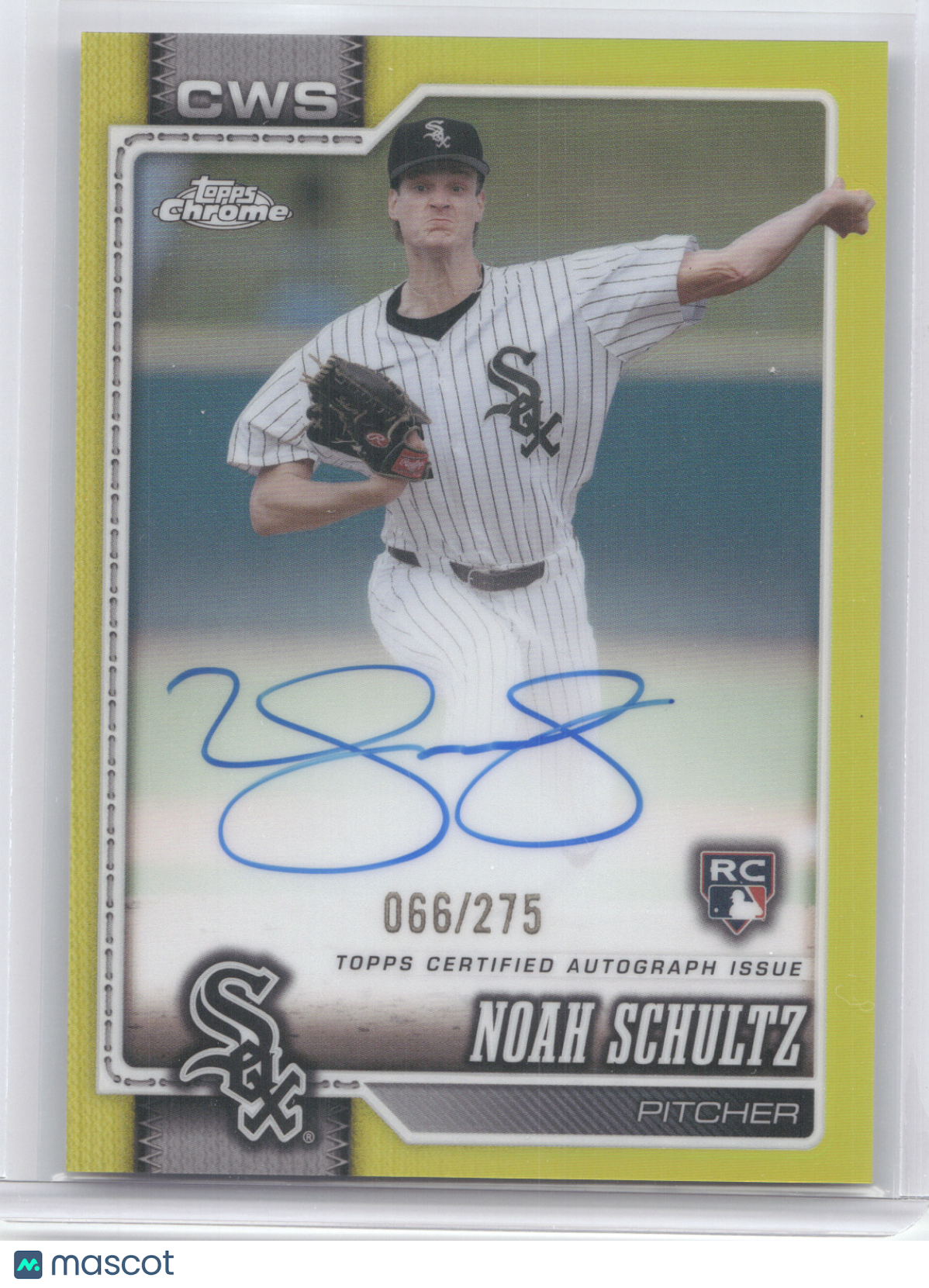 2026 Topps Chrome Rookie Autograph Noah Schultz #RA-NS Yellow 066/275 RC