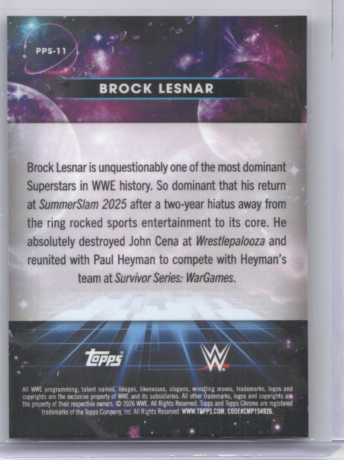 2026 Topps Cosmic Chrome WWE Planetary Pursuit Brock Lesnar #PPS-11 Sun