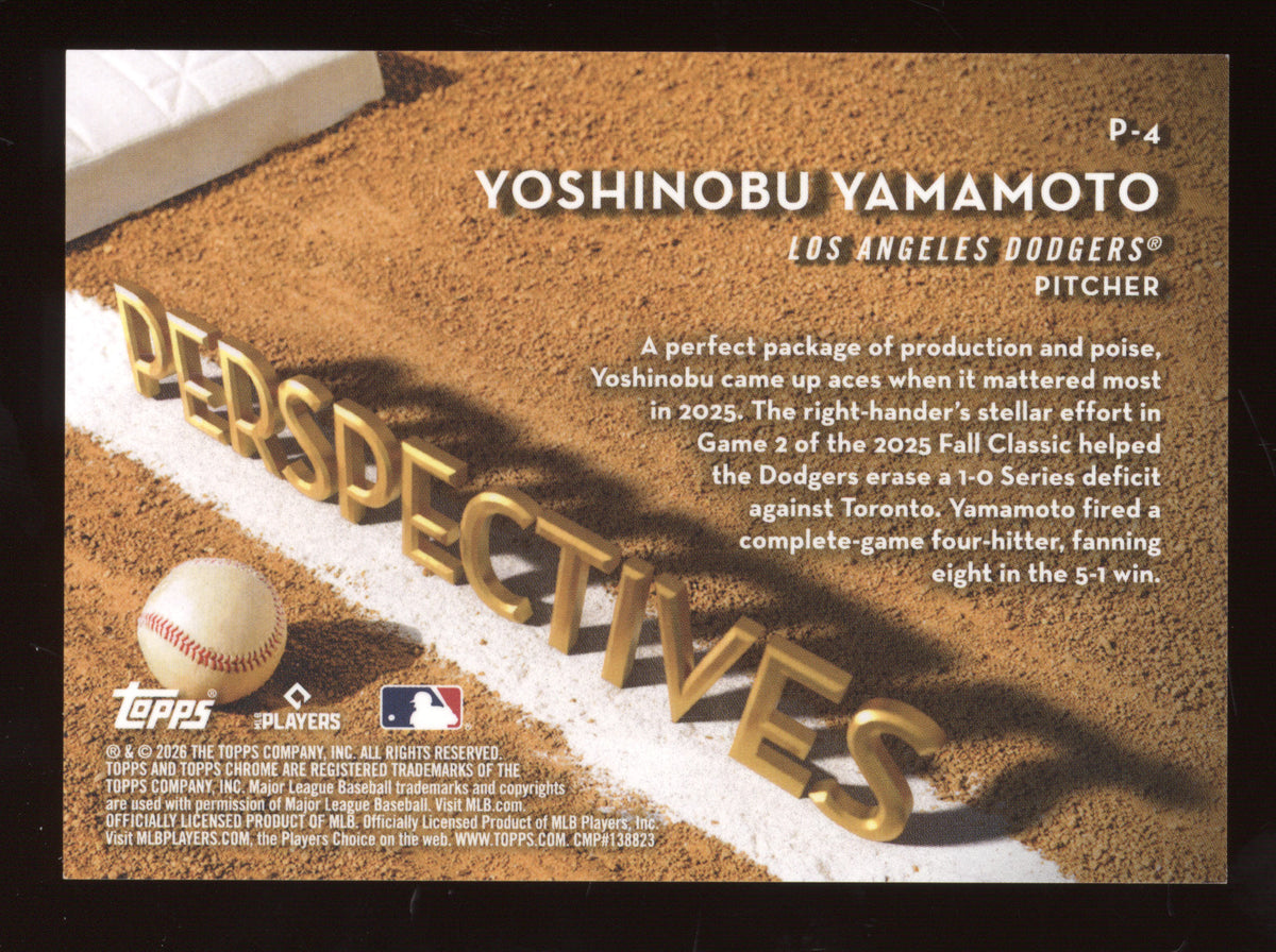 2026 Topps Chrome Perspectives Yoshinobu Yamamoto #P-4 Gold Wave 12/50