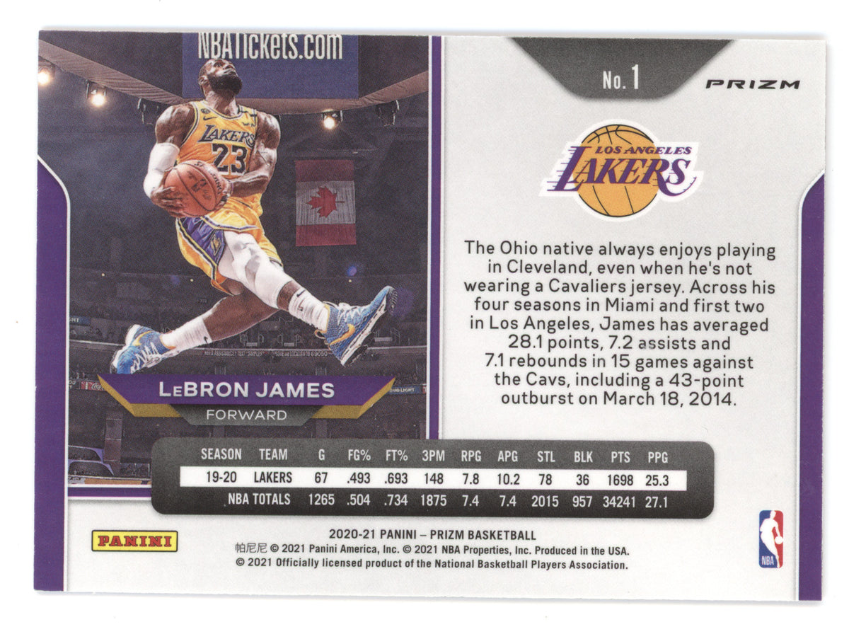 2020 Panini Prizm LeBron James #1 Orange Ice Prizm