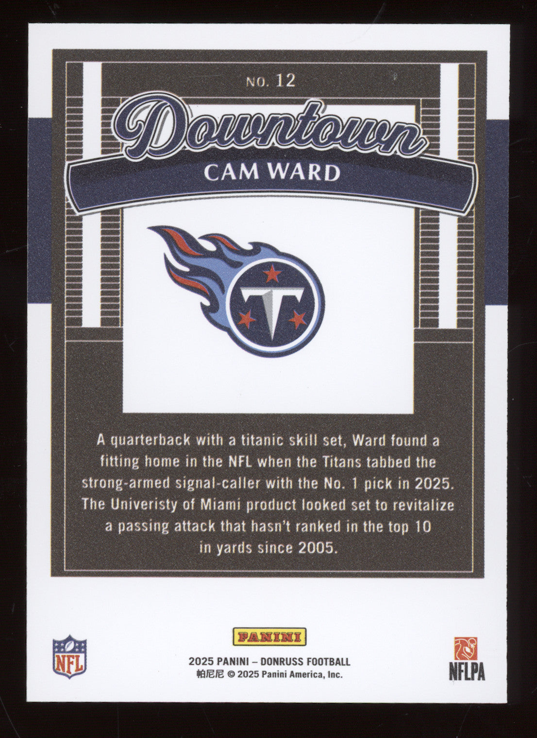 2025 Panini Donruss Downtown Cam Ward #12 RC