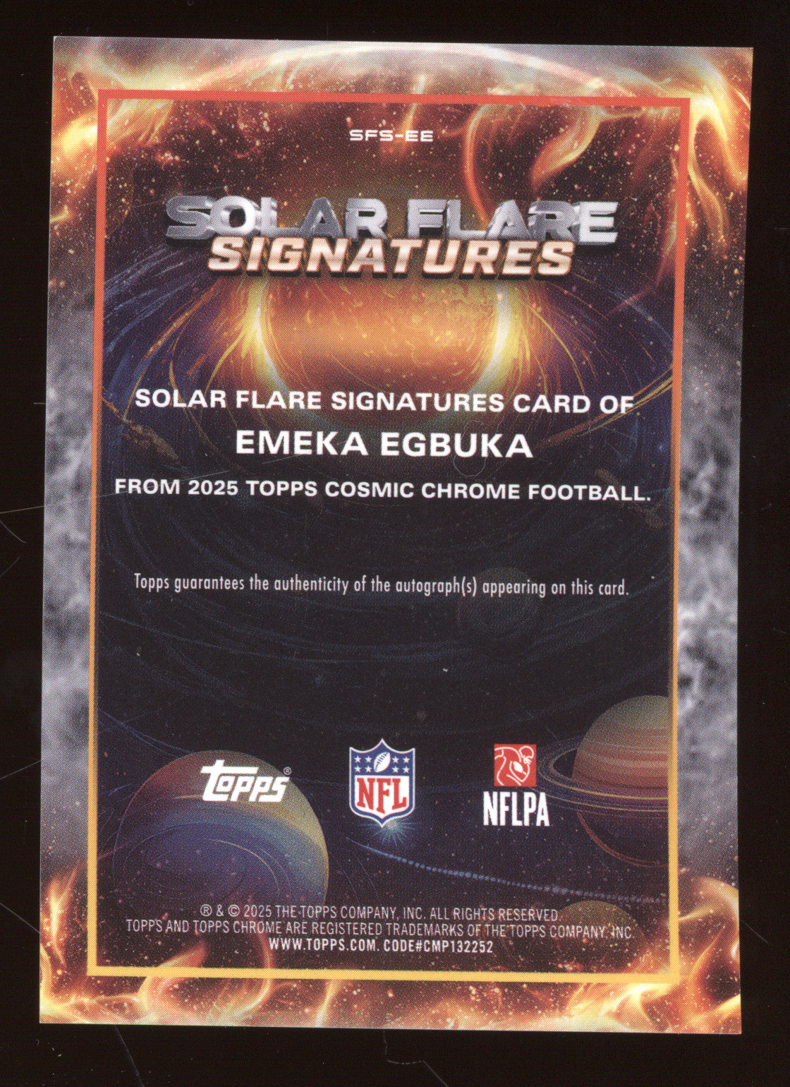2025 Topps Cosmic Chrome Solar Flare Signatures Emeka Egbuka #SFS-EE RC 96/99