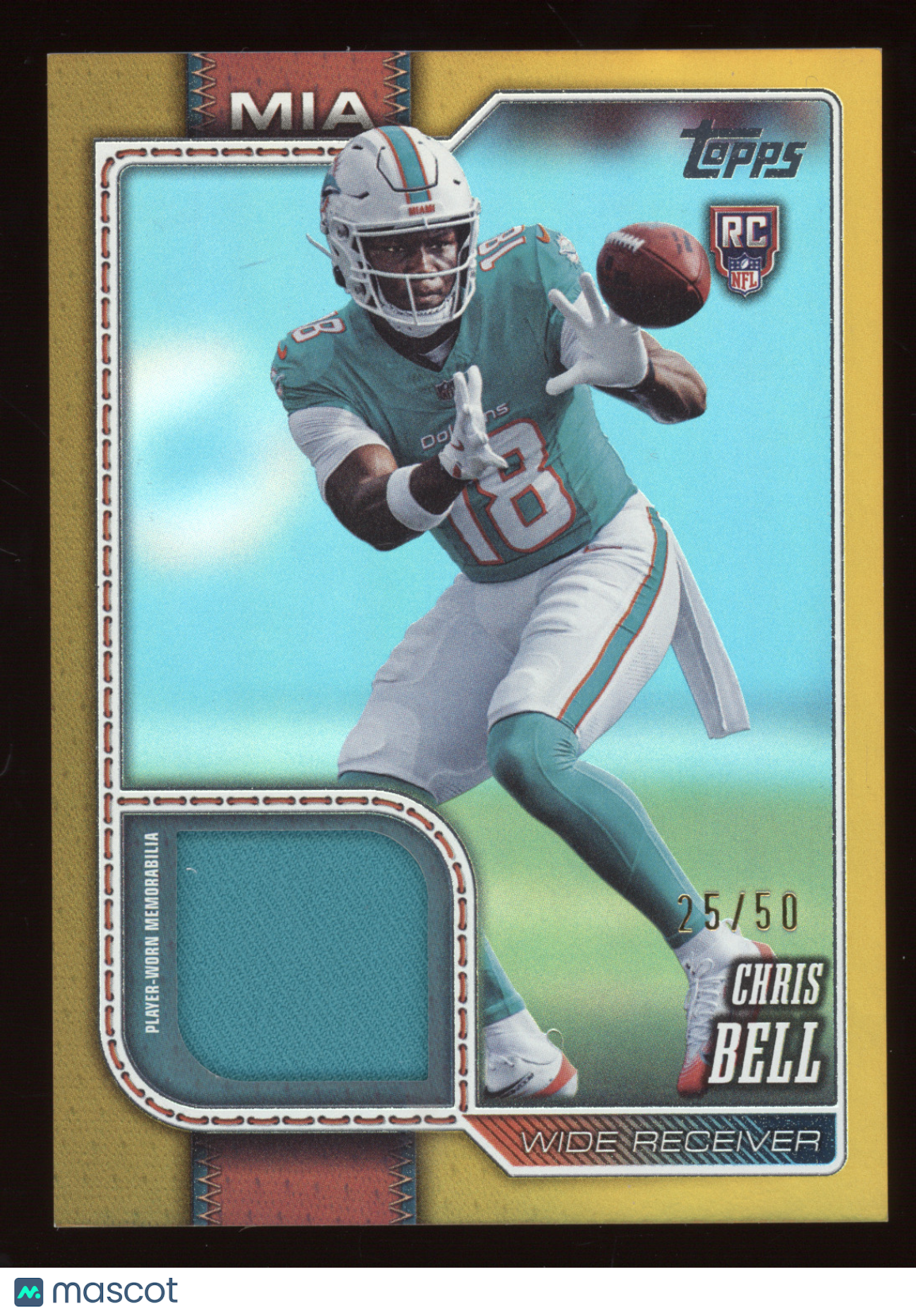 2026 Topps Football Real One Relic Chris Bell #ROR-CBE Gold RC 25/50