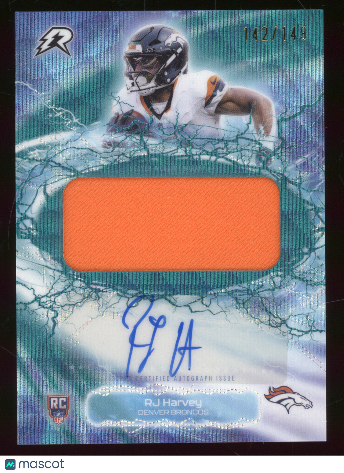 2025 Topps Resurgence Radial Rookie Autograph Relic RJ Harvey #RH Teal 142/149