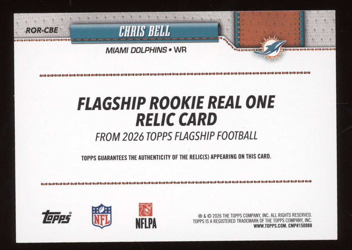 2026 Topps Football Real One Relic Chris Bell #ROR-CBE Gold RC 25/50