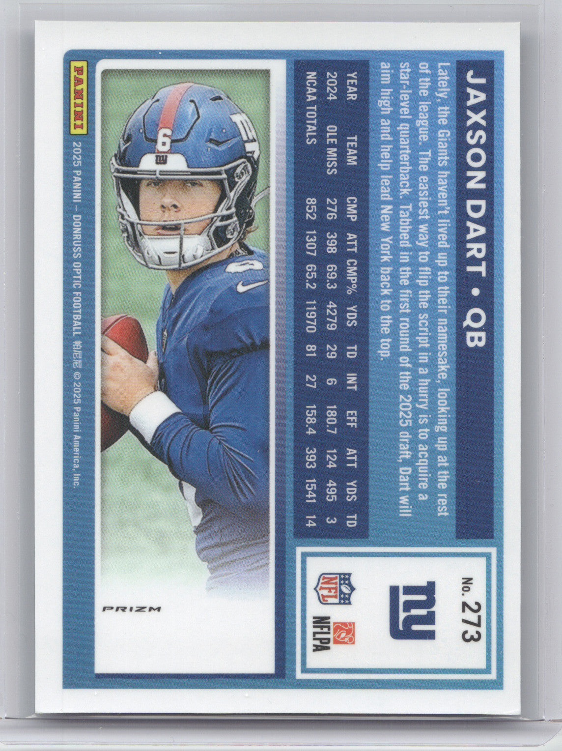 2025 Donruss Optic Rated Rookie Jaxson Dart #273 Rockets
