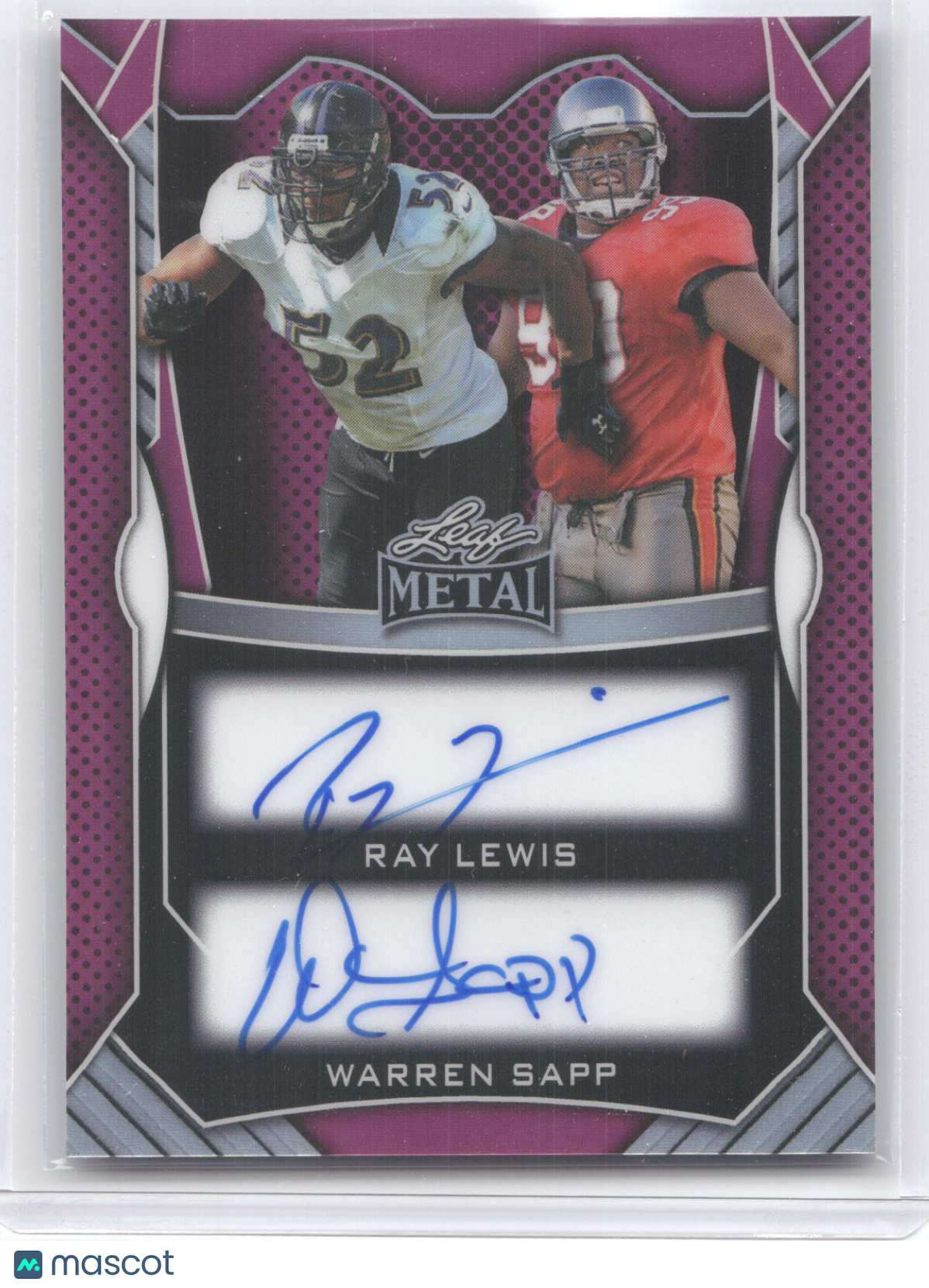 2025 Leaf Metal Dual Autographs Ray Lewis Warren Sapp #DA-21 Magenta 1/5