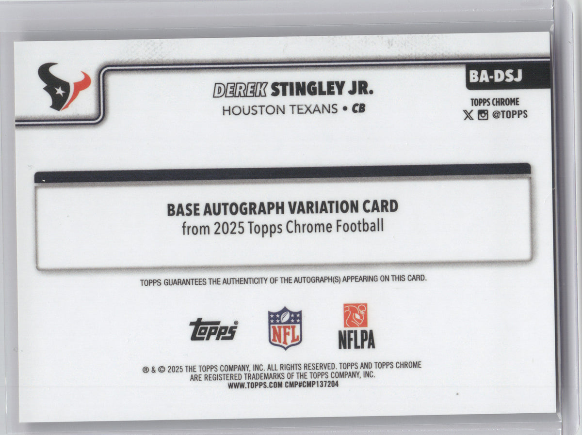 2025 Topps Chrome Autograph Derek Stingley Jr. #BA-DSJ Orange 04/25