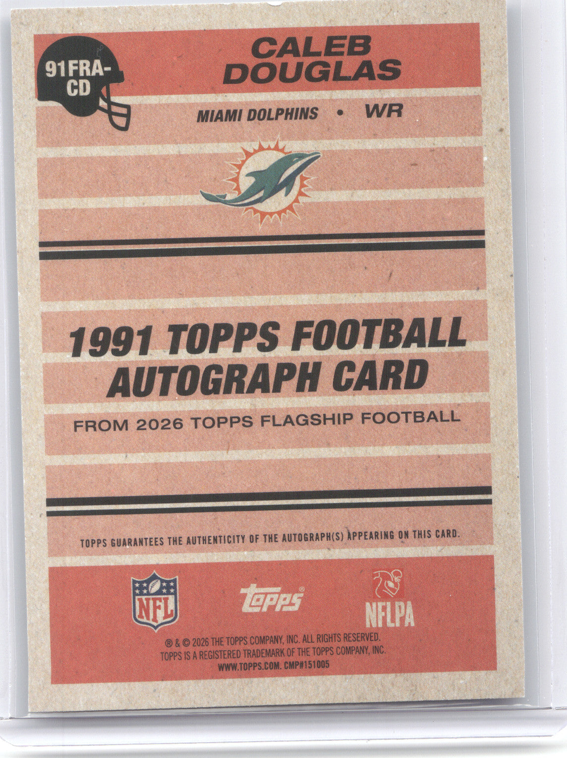 2026 Topps Flagship 1991 Rookie Autograph Caleb Douglas #91FRA-CD RC