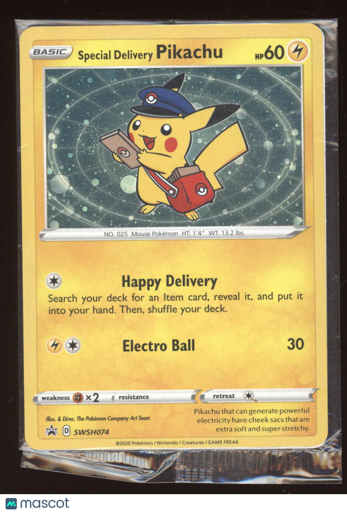 2020 Sword & Shield Special Delivery Pikachu (sealed) Black Star Promo #SWSH074