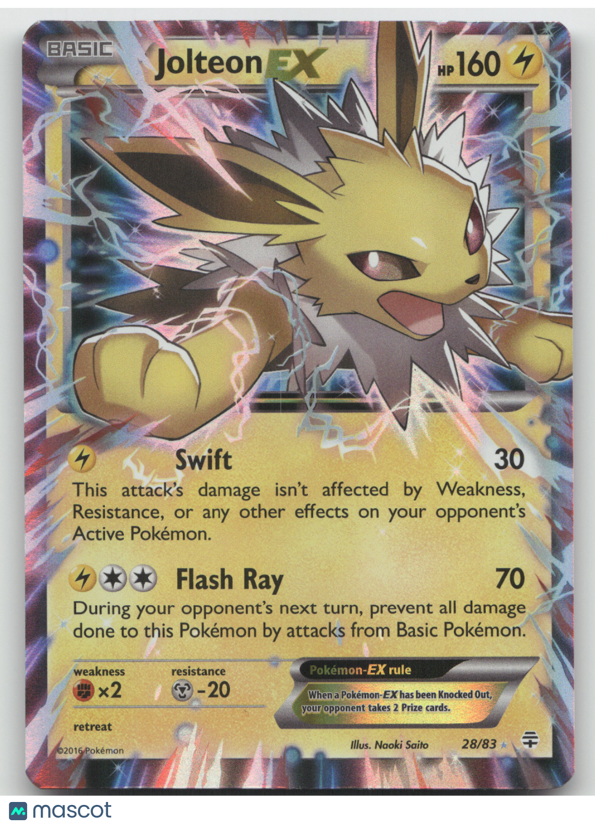 2016 Generations Jolteon EX Holo Rare #28/83