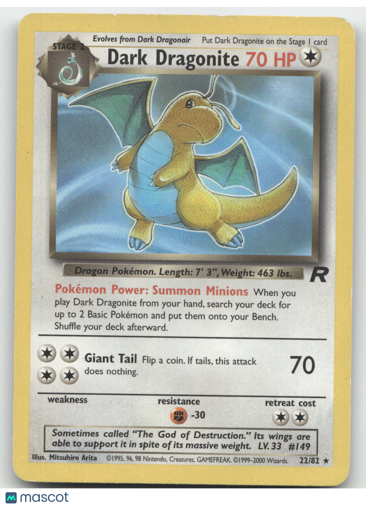 2000 Team Rocket Dark Dragonite Rare #22/82