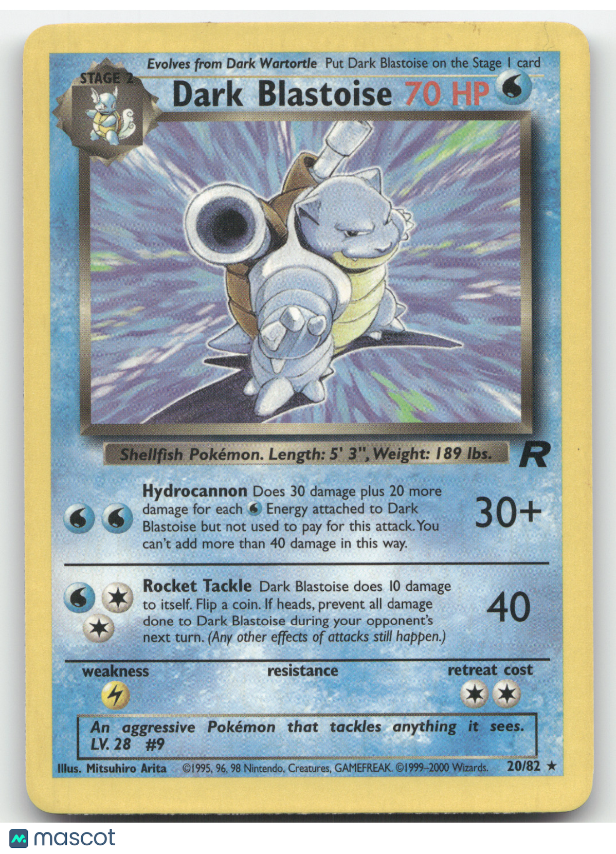 2000 Team Rocket Dark Blastoise Rare #20/82