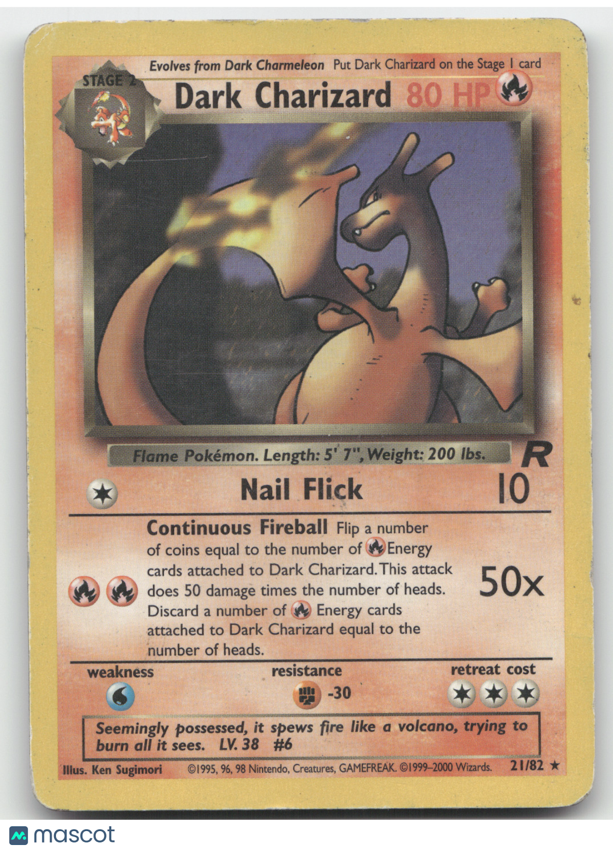 2000 Team Rocket Dark Charizard Rare #21/82