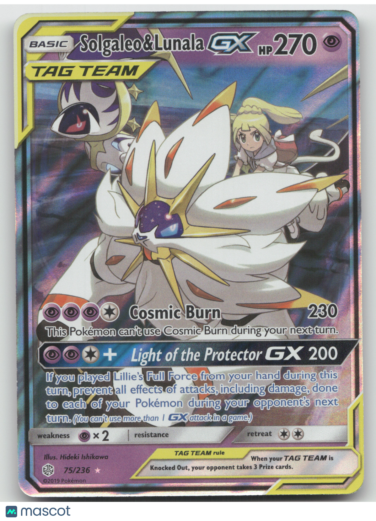 2019 Cosmic Eclipse Solgaleo & Lunala GX Holo Rare #75/236