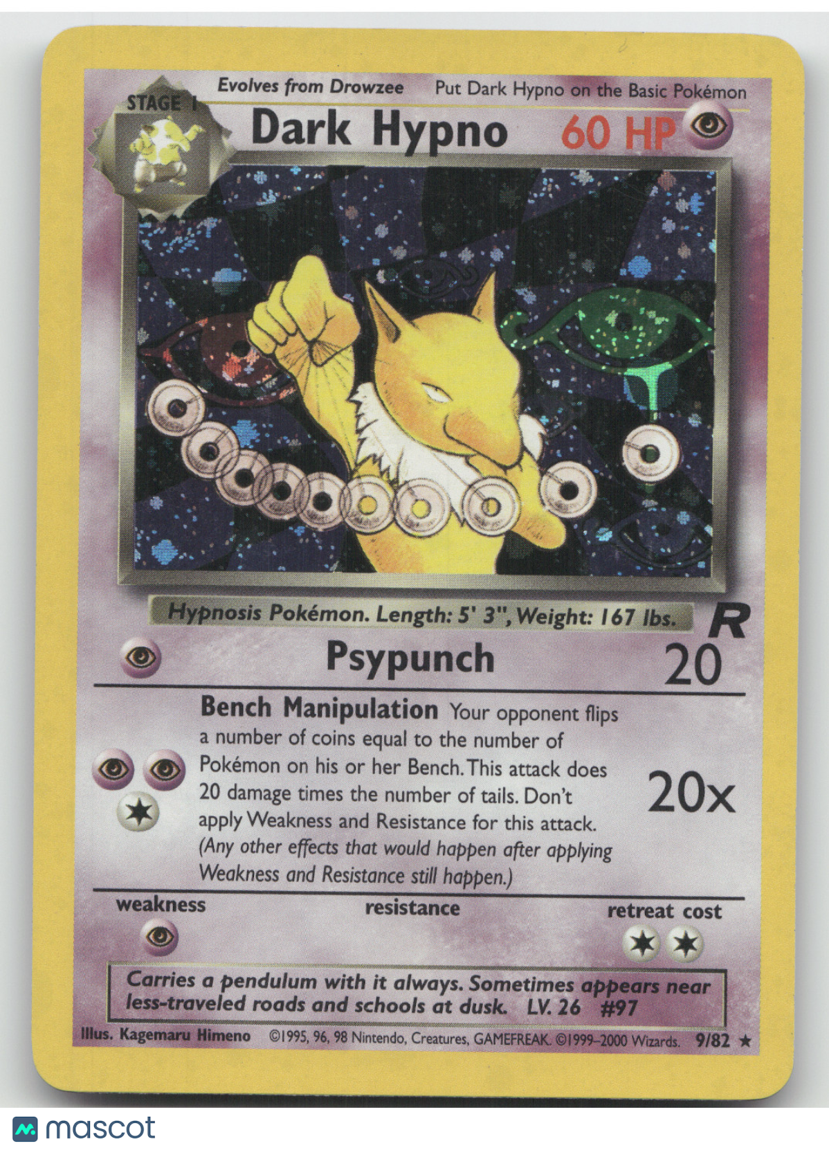 2000 Team Rocket Dark Hypno Holo Rare #9/82