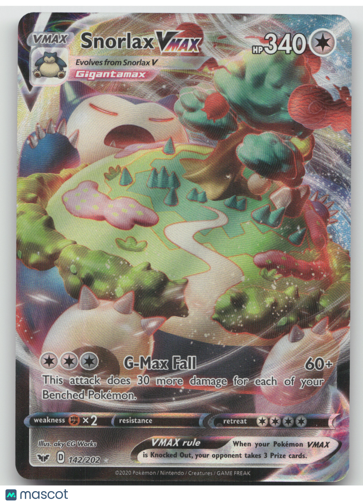 2020 Sword & Shield Snorlax VMAX Ultra Rare #142/202