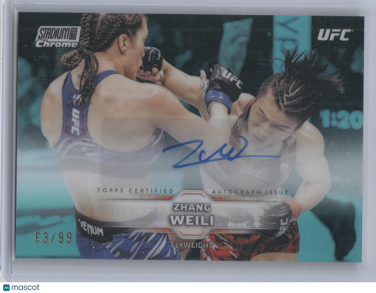 2026 Topps Stadium Club Chrome UFC Zhang Weili #CAVZWI Autograph Turquoise 63/99