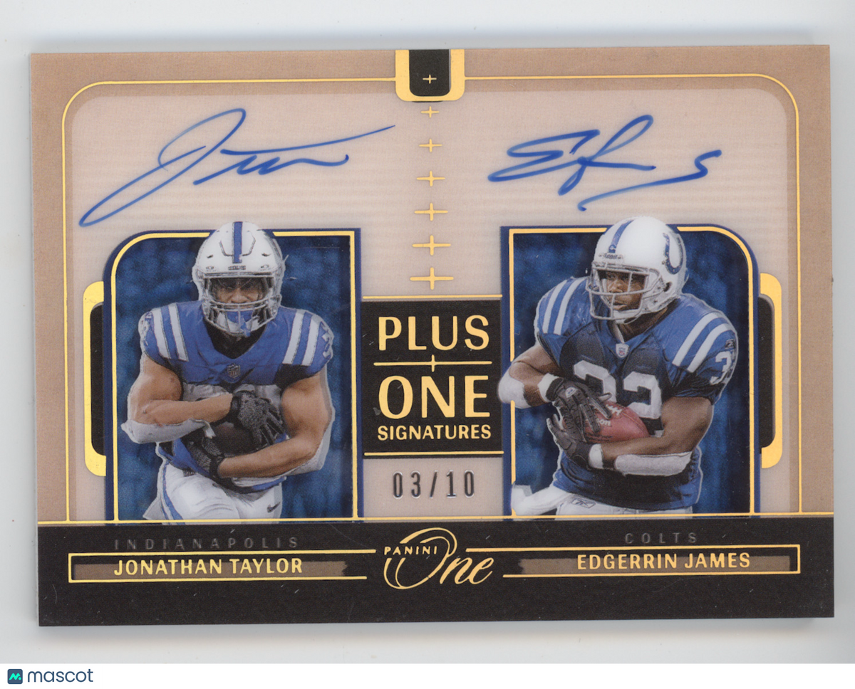 2024 Panini One Plus One Signature Jonathan Taylor Edgerrin James #192 Gold 3/10