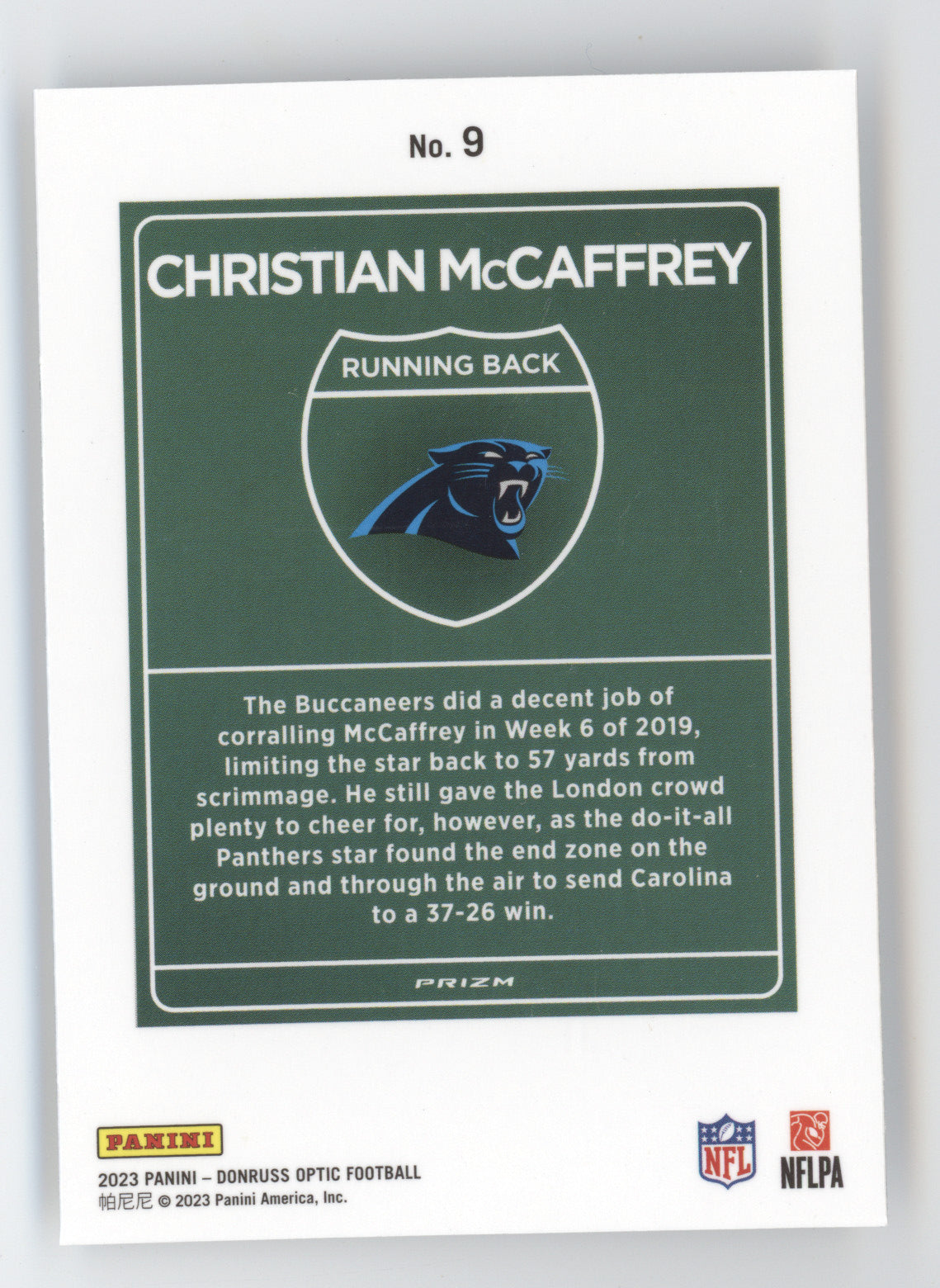 2023 Donruss Optic Downtown Christian McCaffrey #9