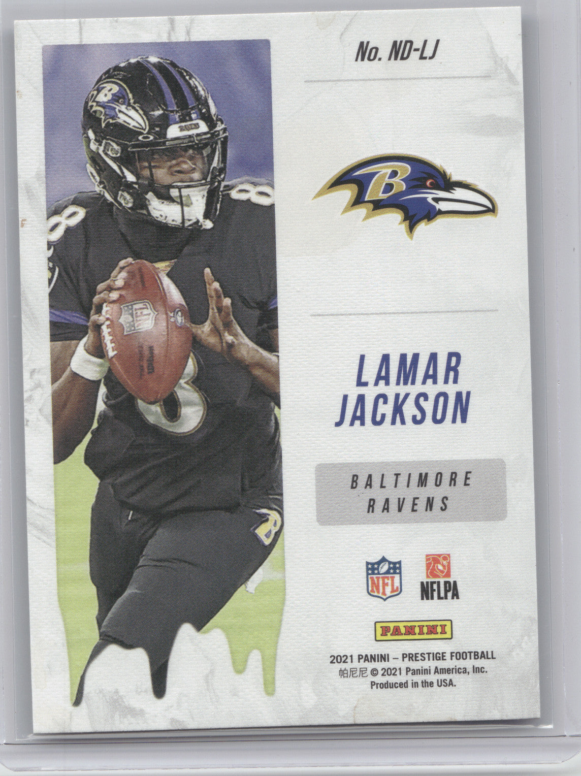 2021 Panini Prestige Drip Lamar Jackson #ND-LJ