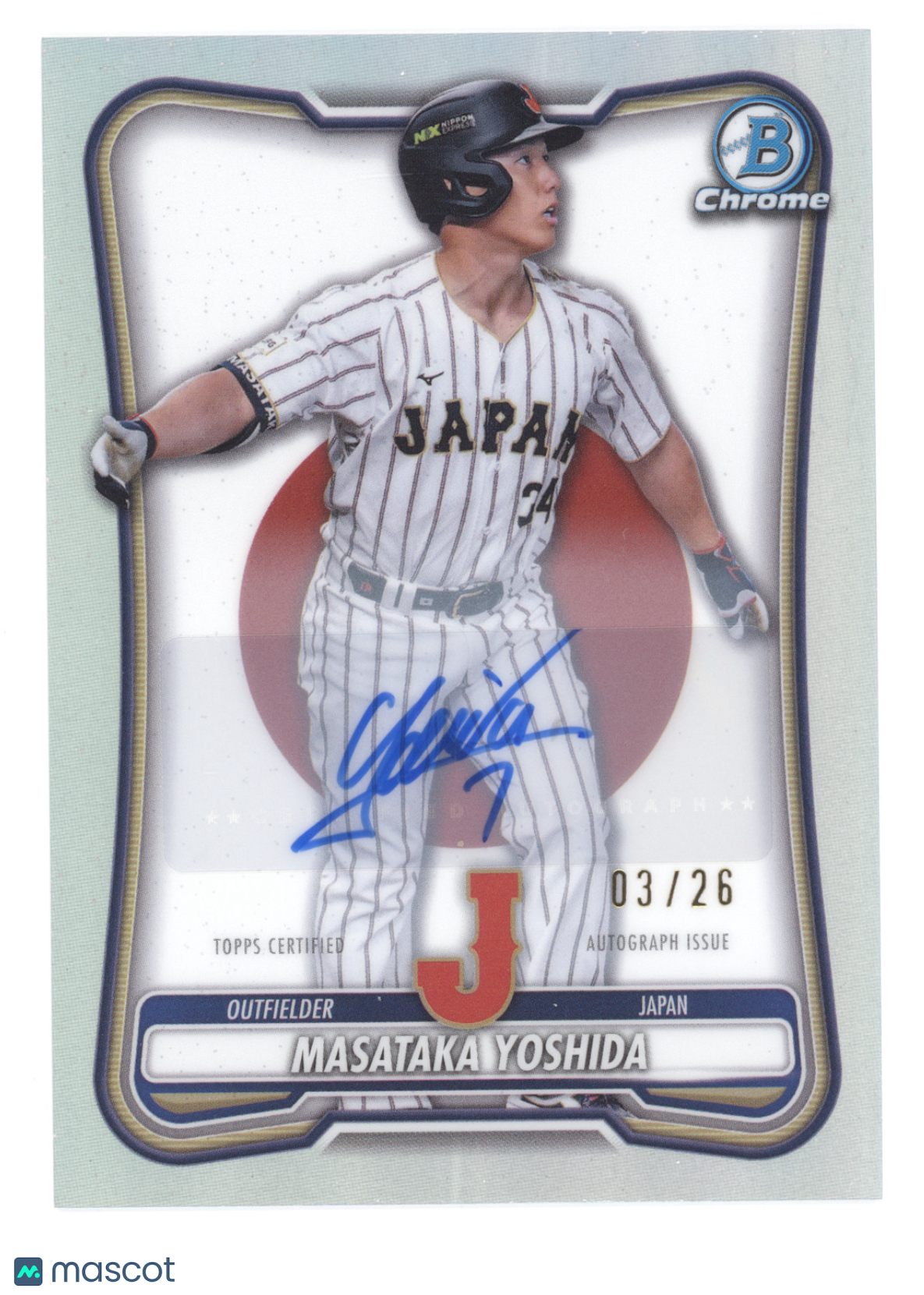 2026 Bowman Chrome WBC Flag Masataka Yoshida #WBC-34 Autograph Refractor 03/26