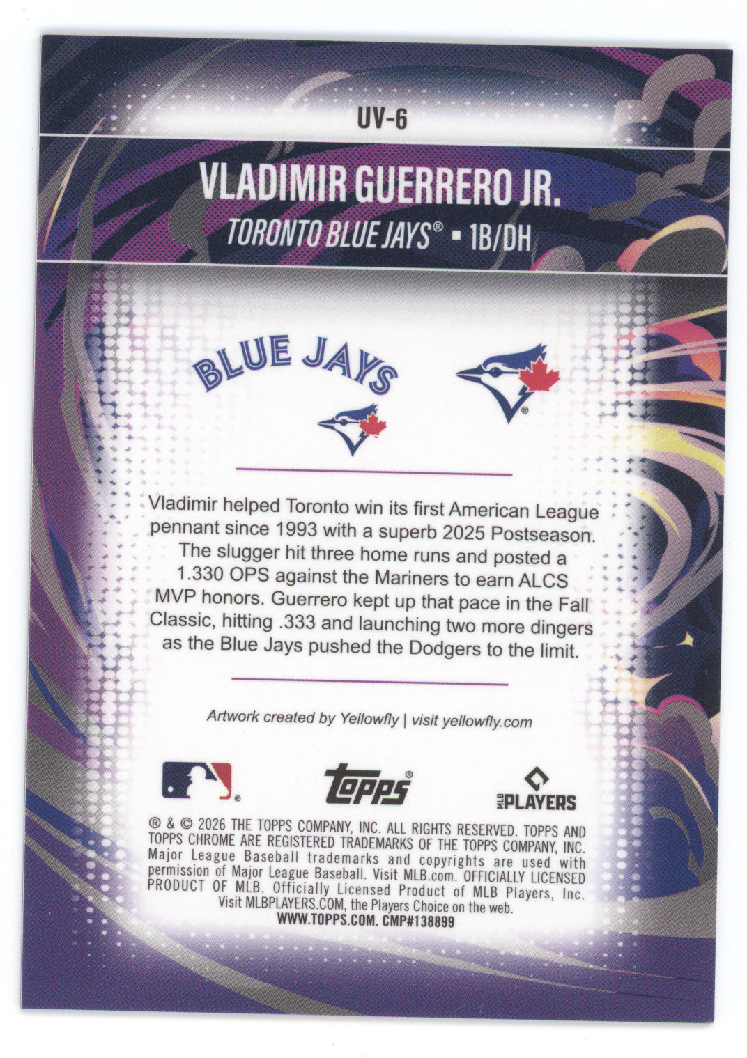 2026 Topps Chrome Ultraviolet Vladimir Guerrero Jr. #UV-6