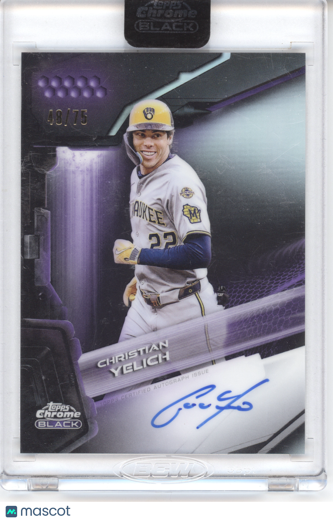 2026 Topps Chrome Black Autograph Christian Yelich #CBA-CYE Purple 48/75