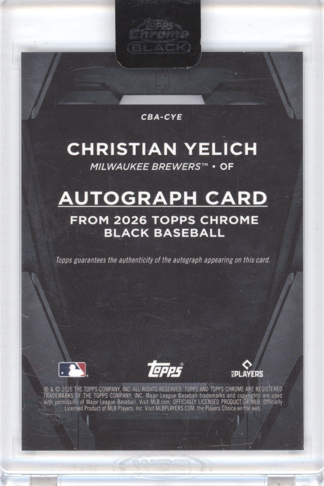 2026 Topps Chrome Black Autograph Christian Yelich #CBA-CYE Purple 48/75