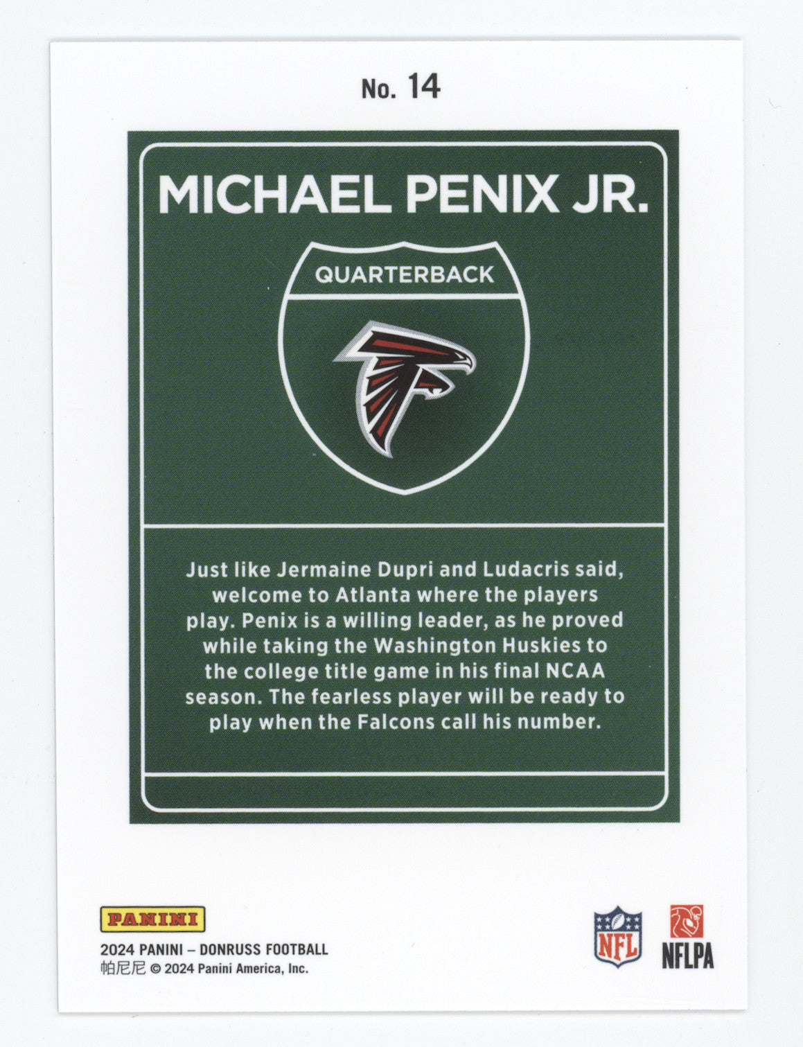 2024 Donruss Football Downtown Michael Penix Jr. #14 RC