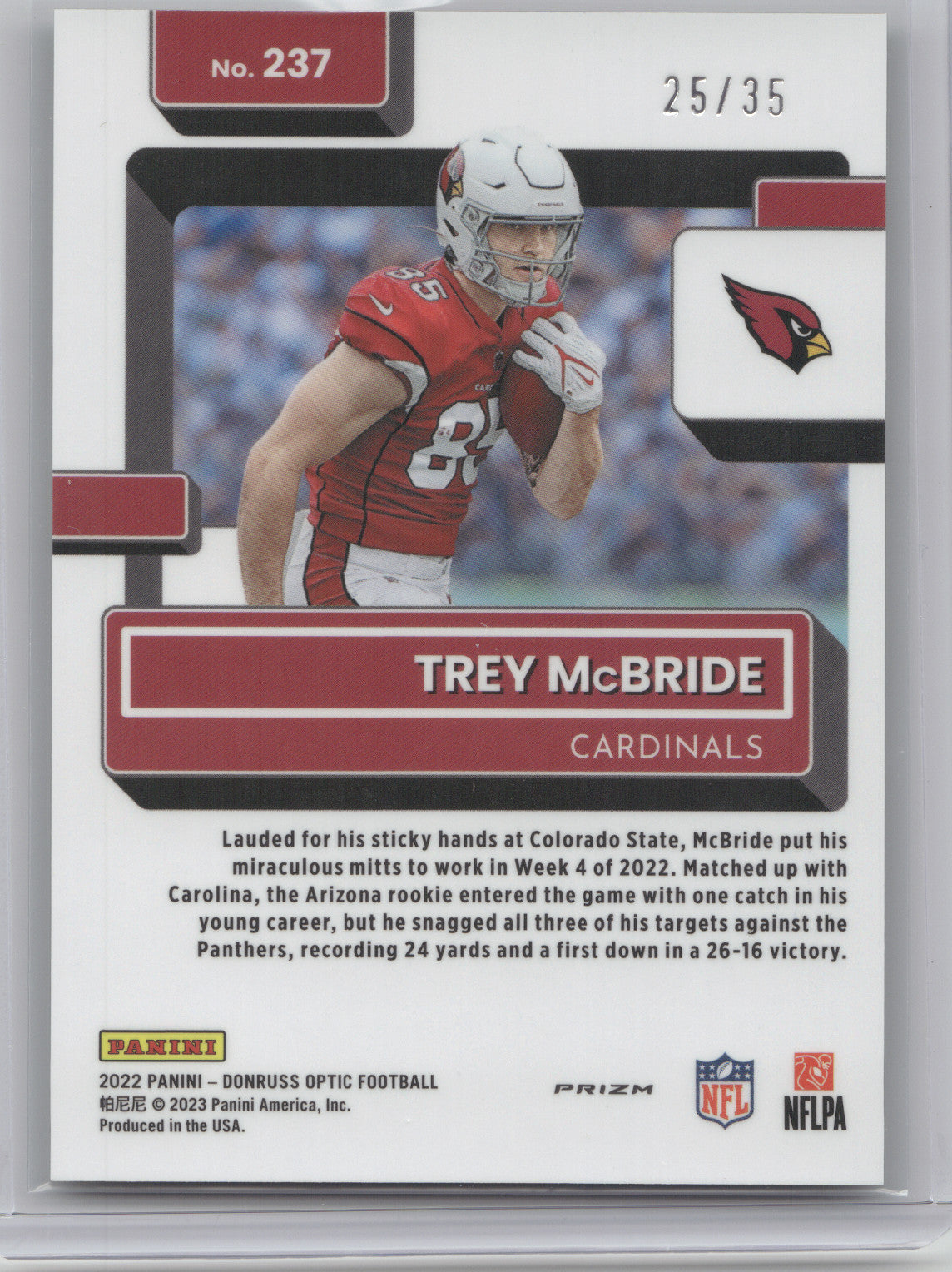 2022 Donruss Optic Rated Rookie Trey McBride #237 Lime Green 25/35
