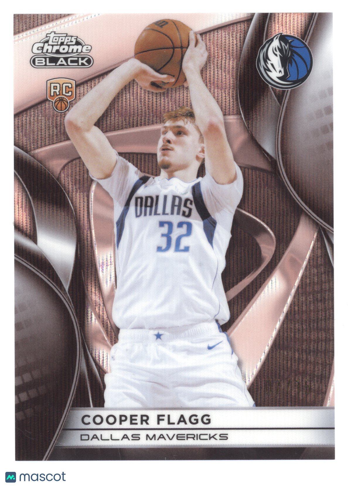 2025 Topps Chrome Black Cooper Flagg #101 Rose Gold Wave Refractor 07/15 RC
