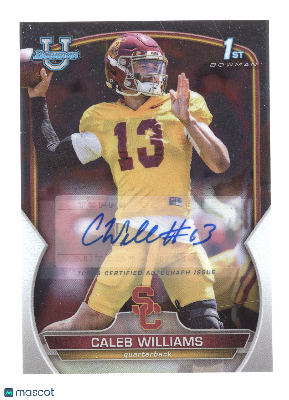 2022 Bowman University Autograph Caleb Williams #50 1st Bowman