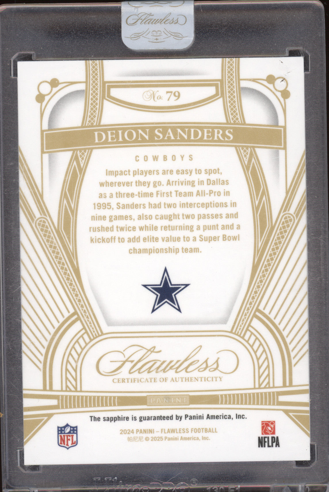 2024 Panini Flawless Legends Deion Sanders #79 Sapphire 03/15
