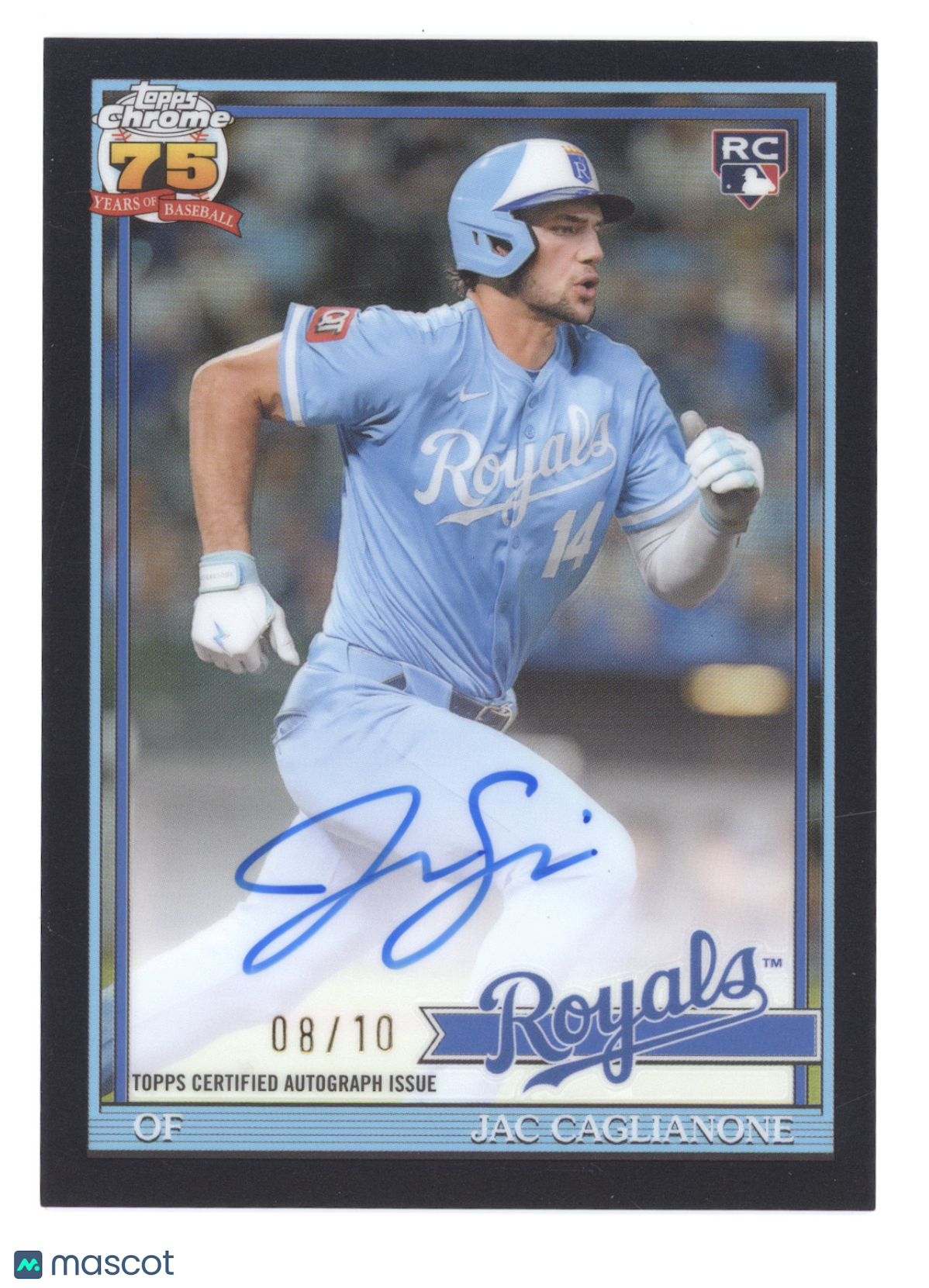 2026 Topps Chrome 1991 Topps Autograph Jac Caglianone #91CA-JC Black 08/10 RC