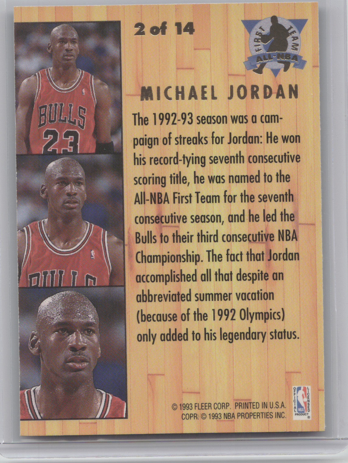 1993 Fleer Ultra First Team All NBA Michael Jordan #2 of 14